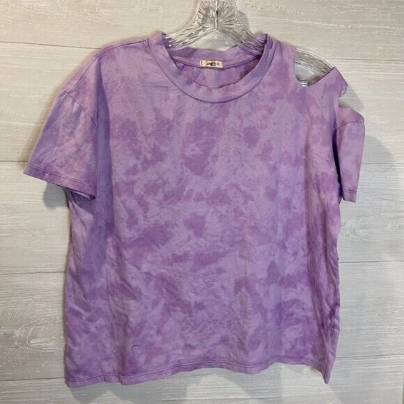 Somewhere West Women's Cut out Short Sleeve‎ Crewneck Ripped Tee Shirts NWT - Picture 3 of 6